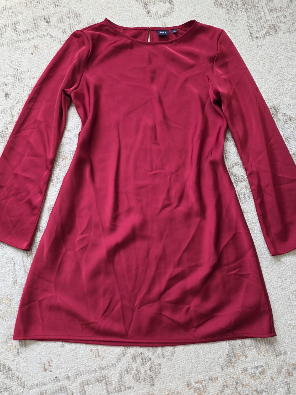 GAP Crimson Red Long-Sleeve Shift Dress